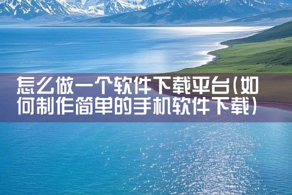 怎么做一个软件下载平台